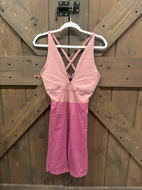 FP Movement by Free People Pink Two-Tone Crisscross Romper